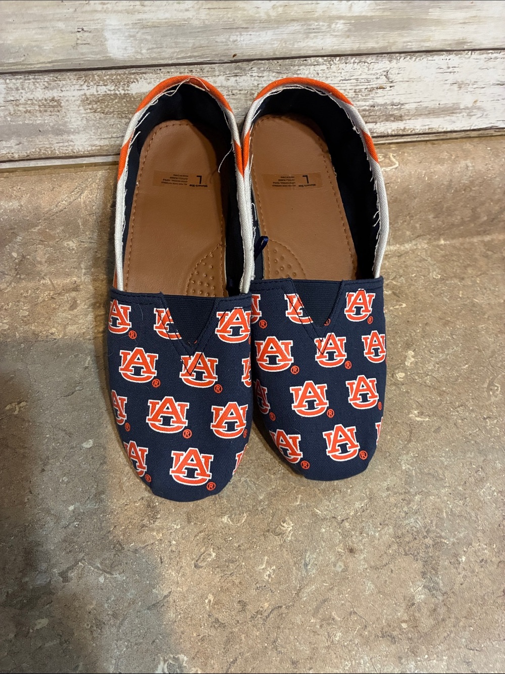 Auburn Repeat Logo Slip-On Shoes - Navy & Orange Size Lu